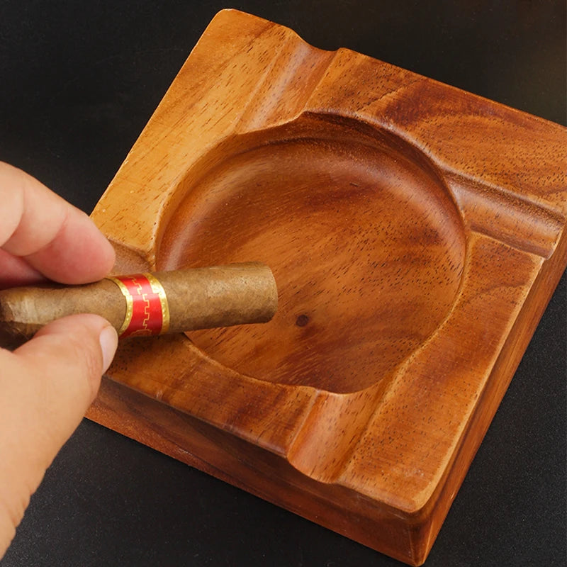 New Wood Cigar Ashtray Square Ash tray Living Room 4 Slot Cigarette Ashtray Cigar Holder Ashtray