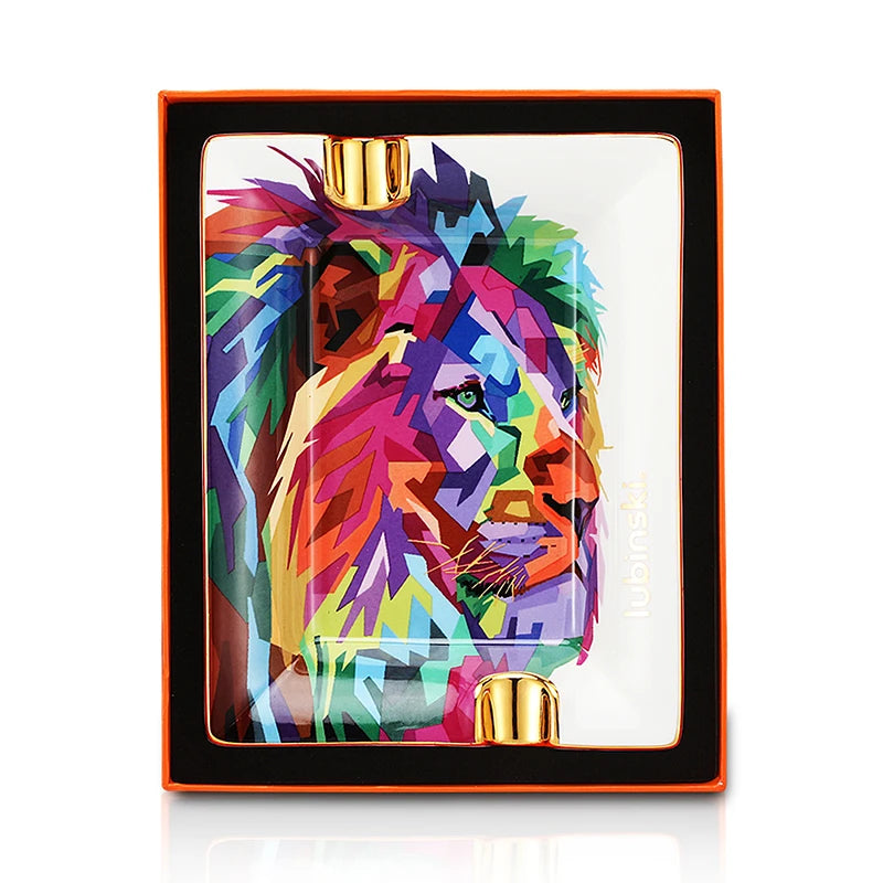 Lubinski Cigar Ashtray Home Living Room Ceramic Ashtray Creative Large Luxury Tobacco Ash Tray 2 Tubes Cigar Accessories Square