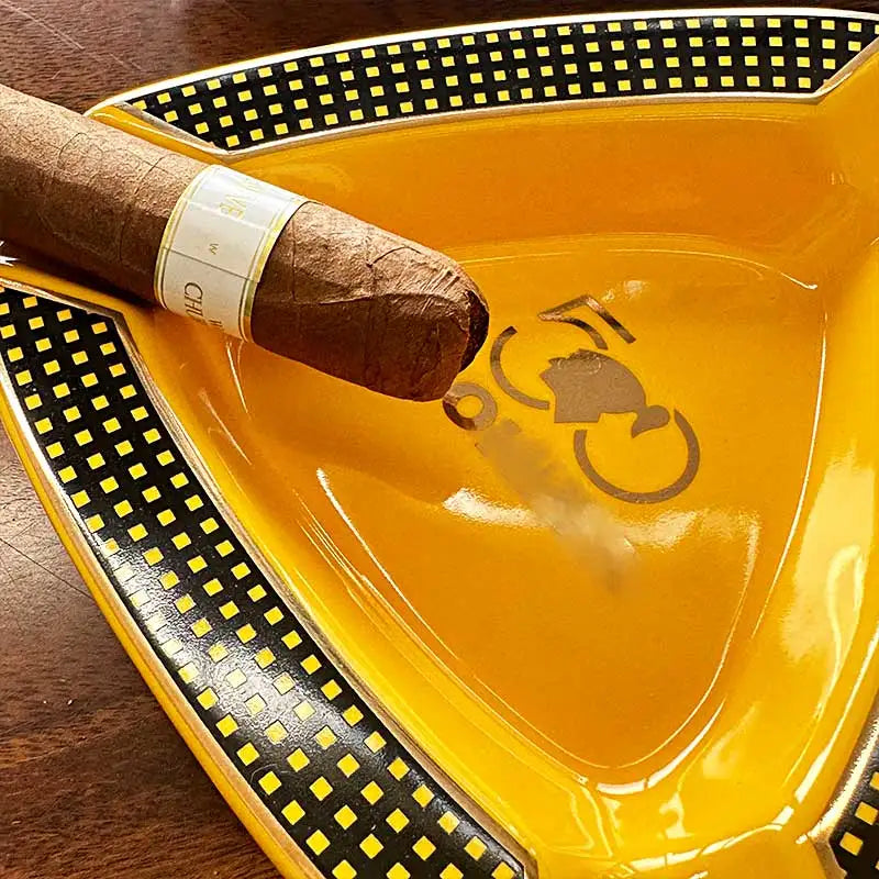 Portable Triangle Creative Cigar Ceramic Ashtray - 3 Wide Mouth Slots for a Perfect Smoke for Patio/Outside/Indoor Ashtray 917