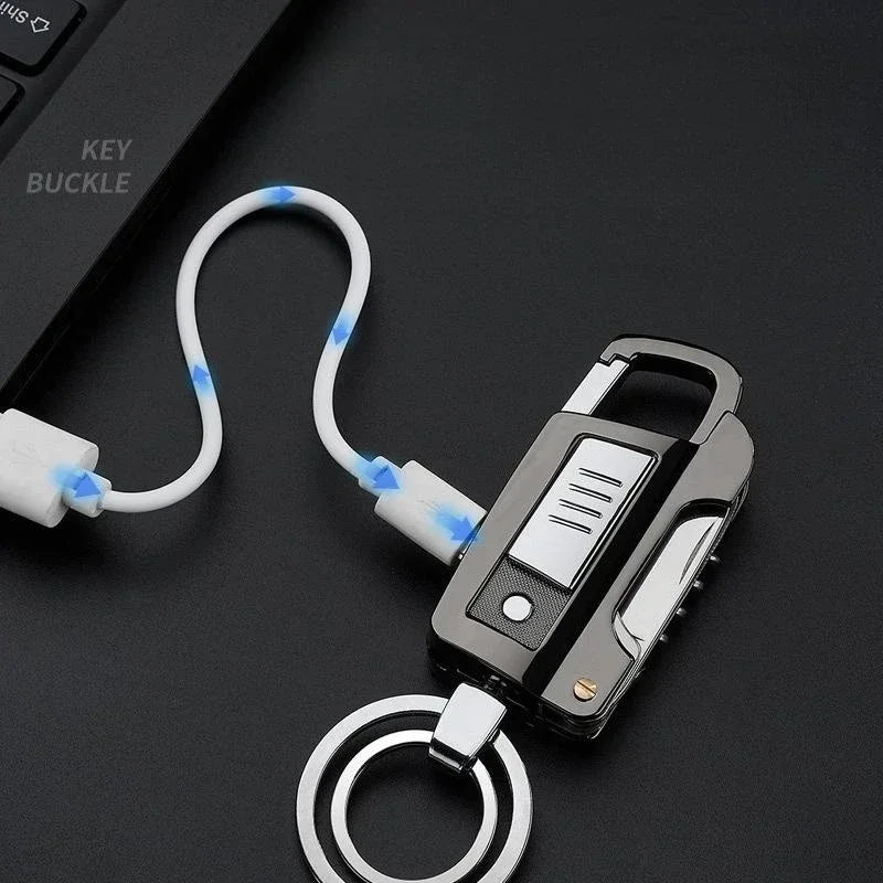 Tungsten USB Lighter with Key Chain Flashlight