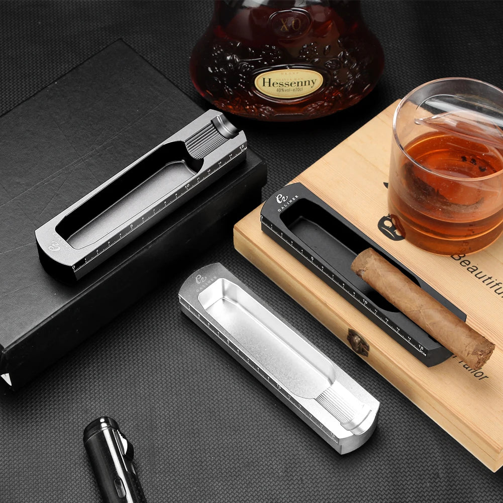Galiner Metal Cigar Ash Tool Tape Measure Cylinder Body Simple Fashion Cigar Ashtray Anti-Wear Cigar Ash Tool for Smoking Lover