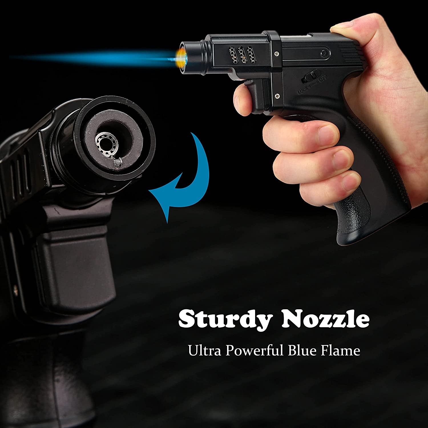 butane Torch Lighter Gun Torch Blow Torch -Sleek Adjustable Butane Torch Adjustable Flame Lock Cooking Torch Cigar Lighter Lighter Camping Home Use Welding Chef Etc (Red)