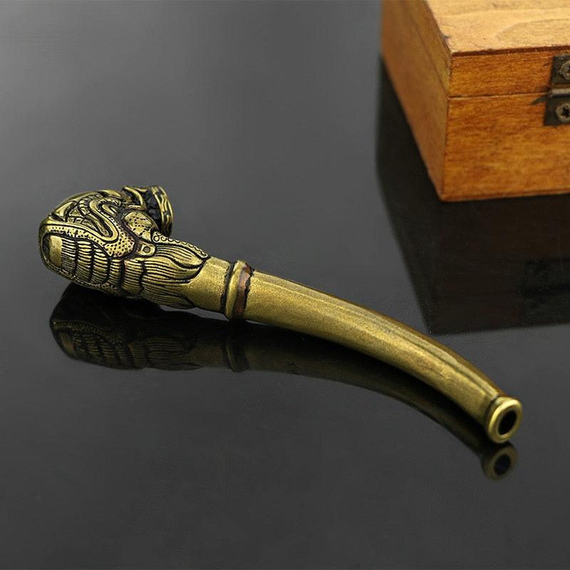 Enchanted Brass Tobacco Pipe: Timeless Pipe Bliss! - Cigar Mafia
