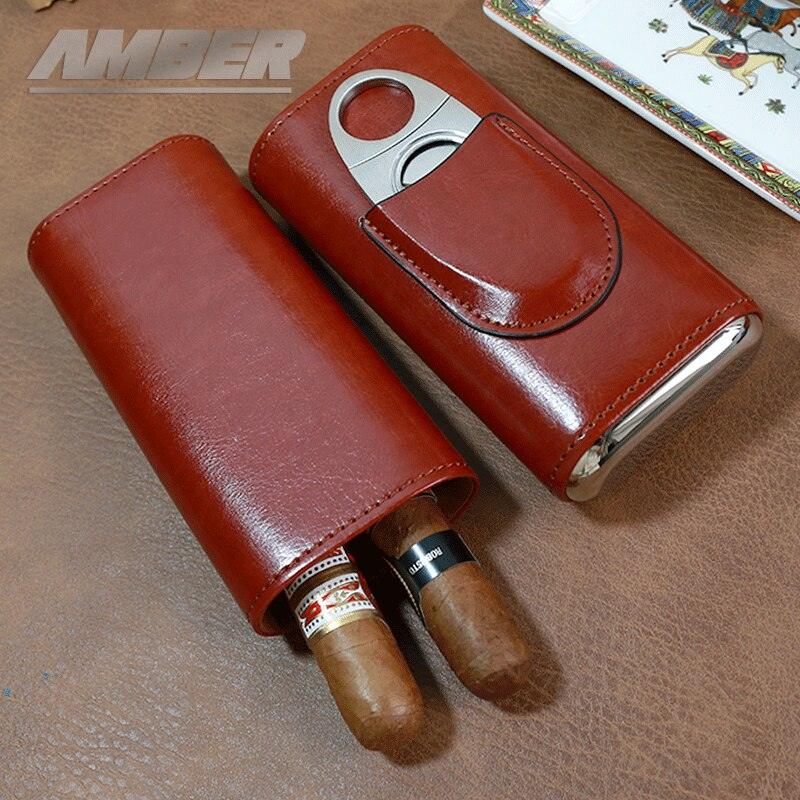 Leather Travel Humidor with Cutter - Cigar Mafia