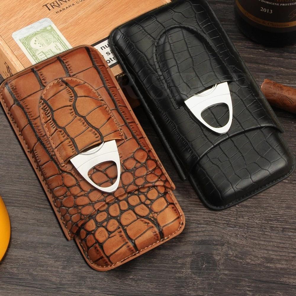 Luxe Leather Cigar Humidor Set - Cigar Mafia